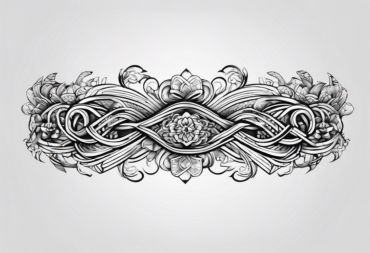 long horizontal strip made of entangled ropes tattoo idea