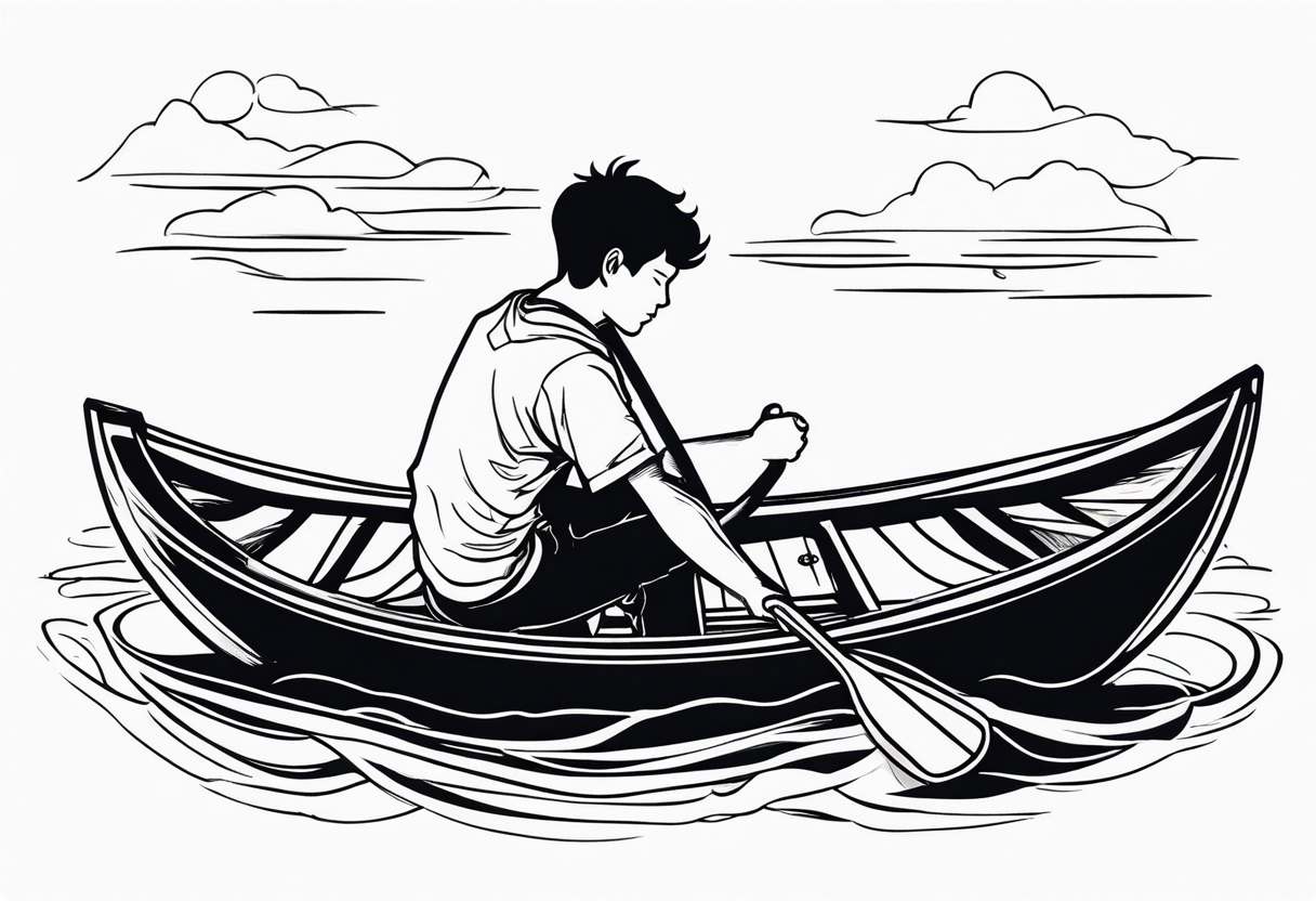 Overhead view of boy in rowboat tattoo idea