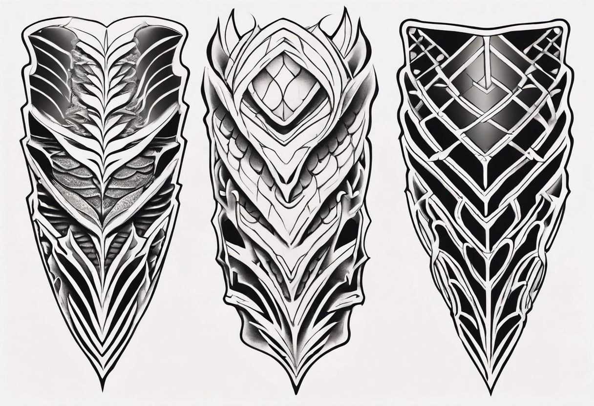 Dragonscale Leg armor symmetrical tattoo idea