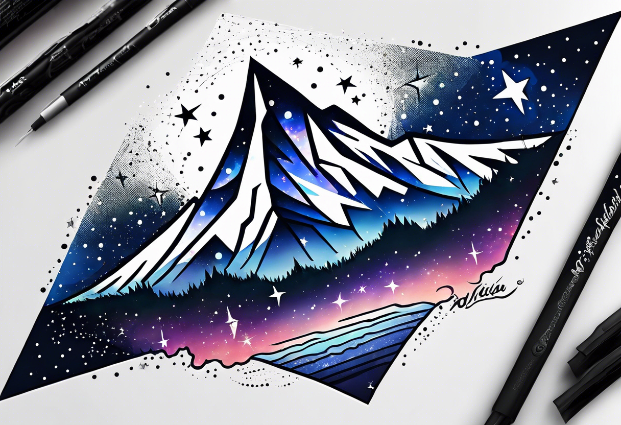 Constellation over mountains with stars tattoo idea