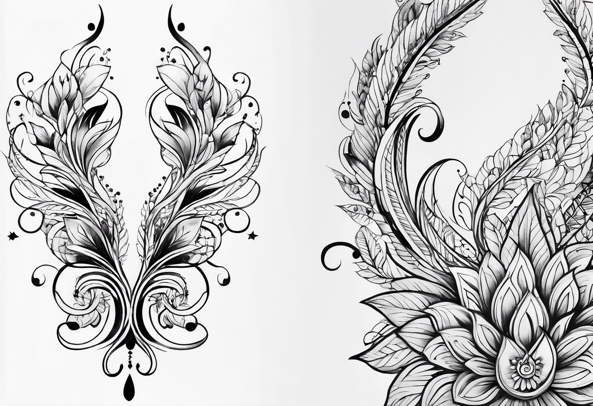 Unalome lotus flower vector lineart tattoo set isolated on a white  background. Stock Vector | Adobe Stock