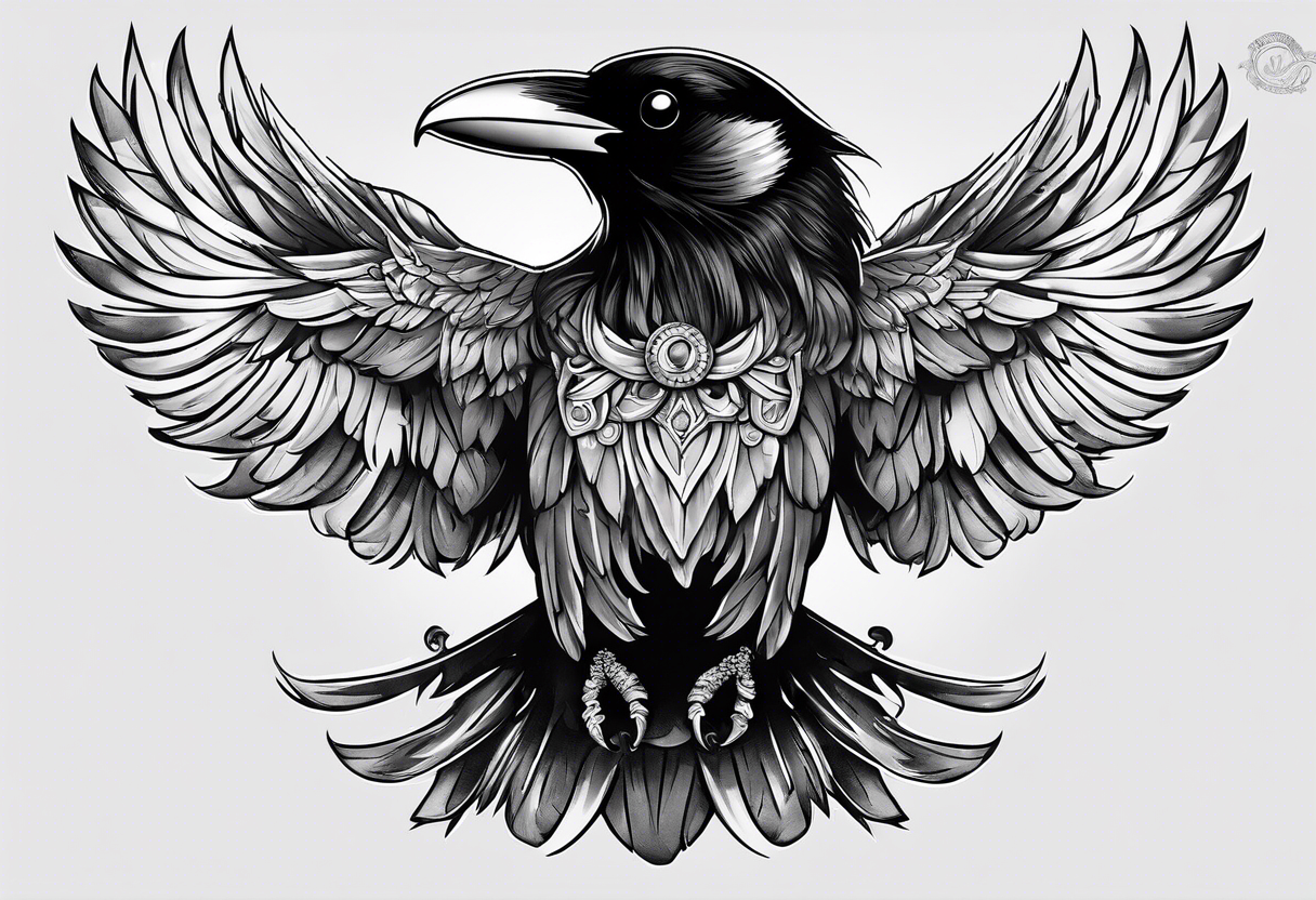 Raven on shoulder blades tattoo idea