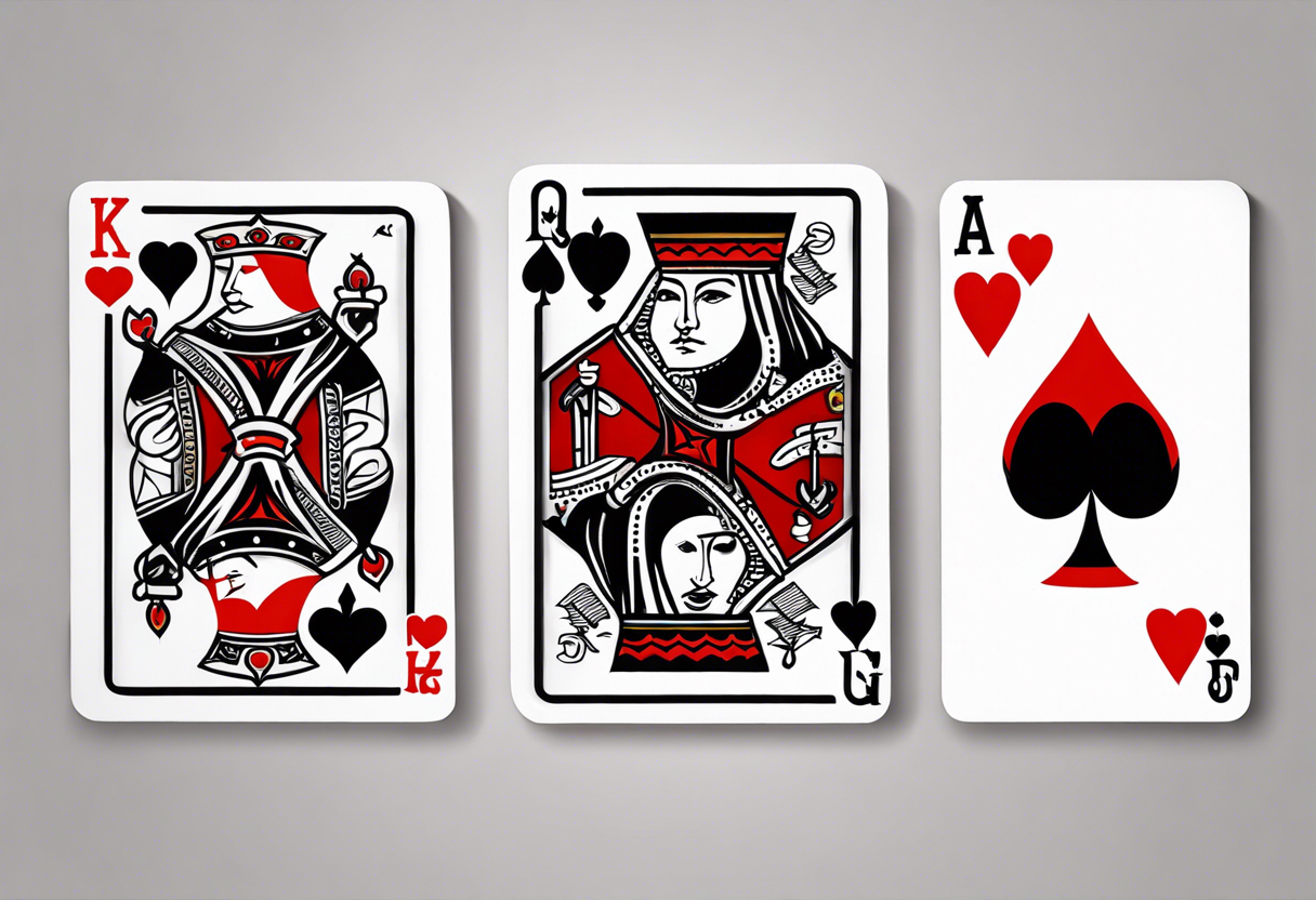 3 pieces of king of spades and 1 queen of hearts tattoo idea