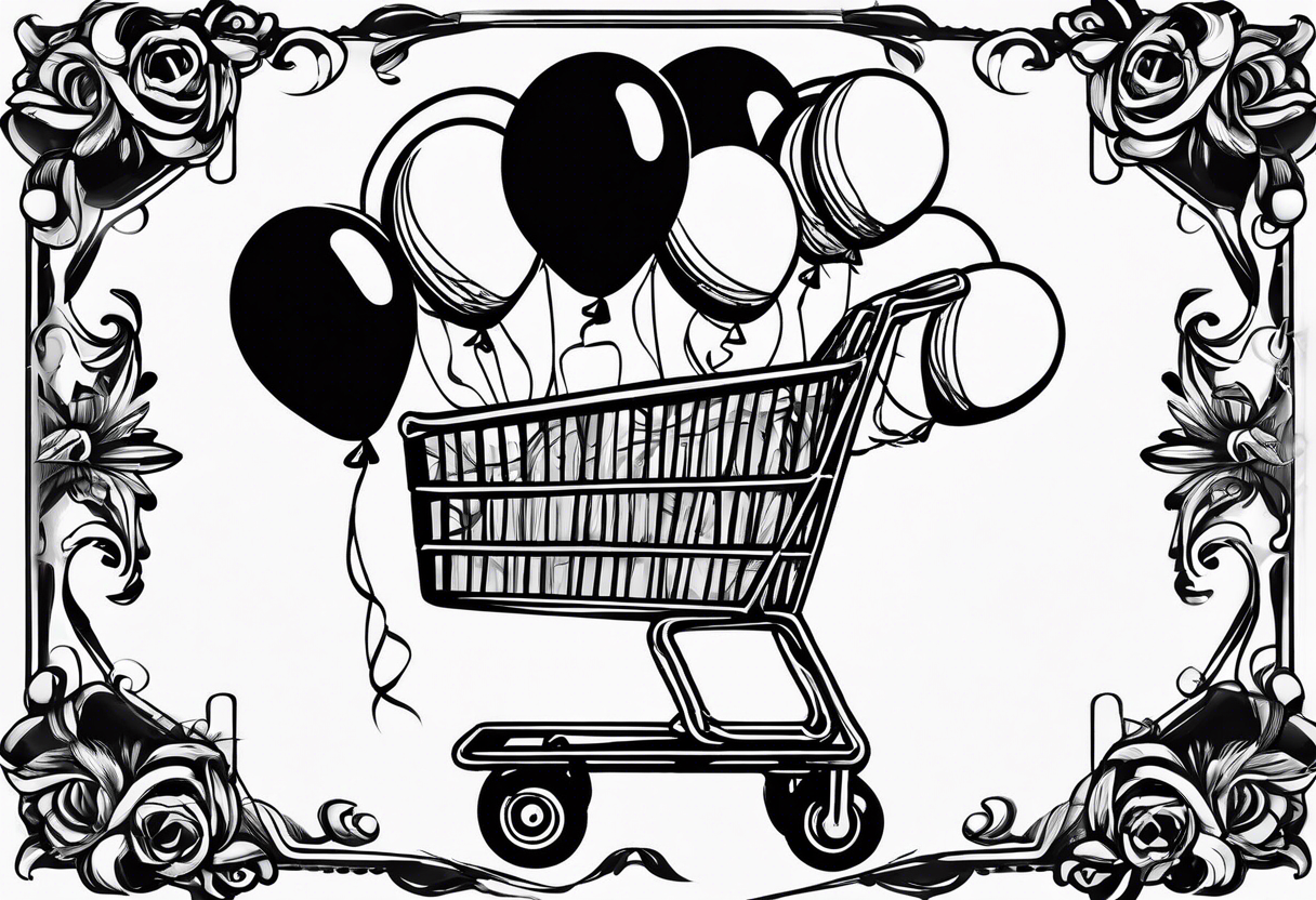 NF shopping cart and balloons tattoo idea