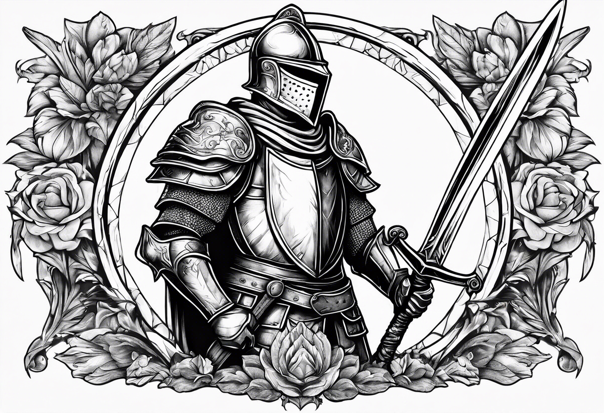 Medieval knight holding a sword tattoo idea