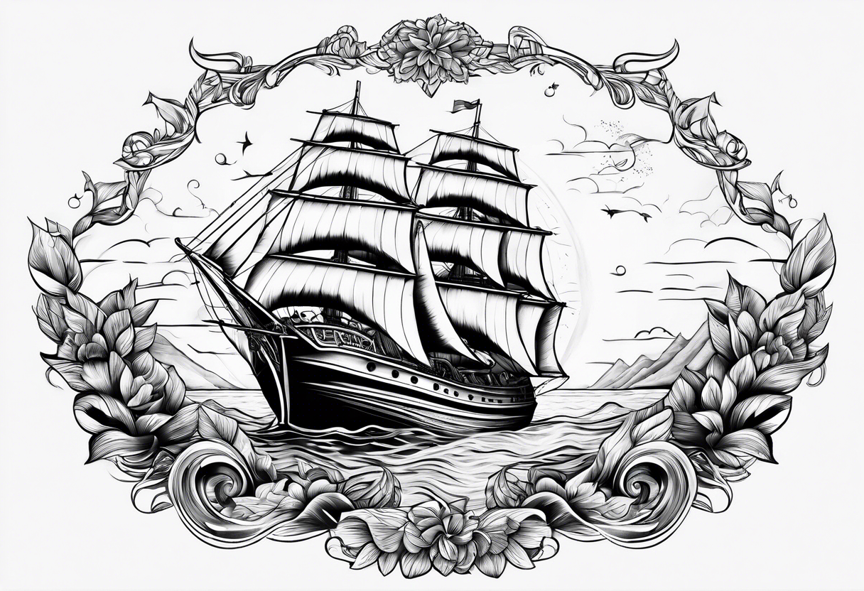 sailing into paradise tattoo idea