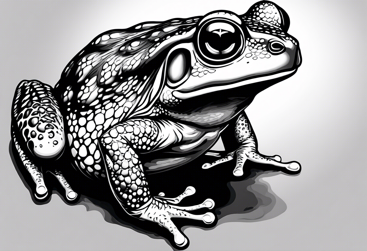 Toad in a child’s hand tattoo idea