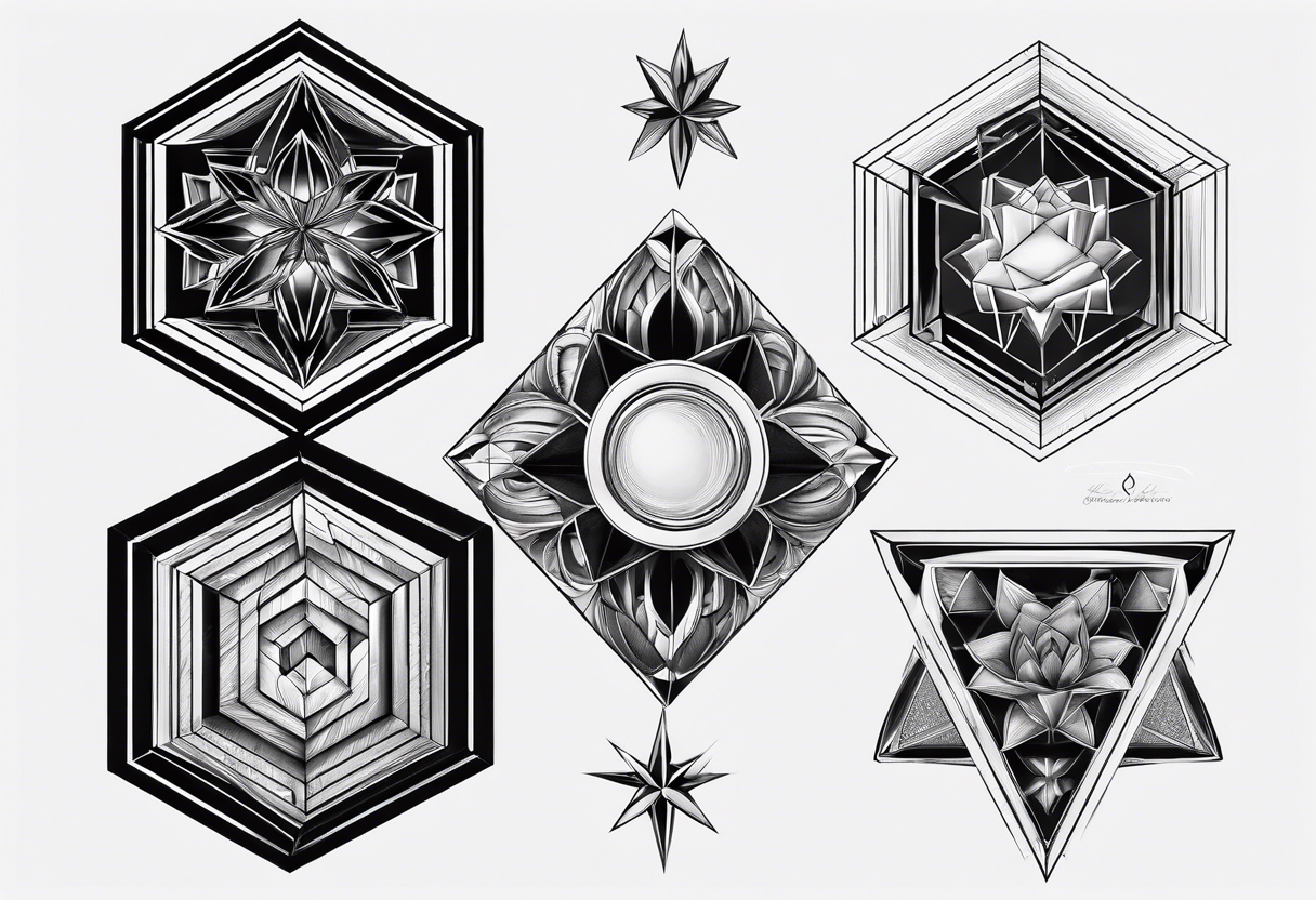 6 sided 3D geometry tattoo idea