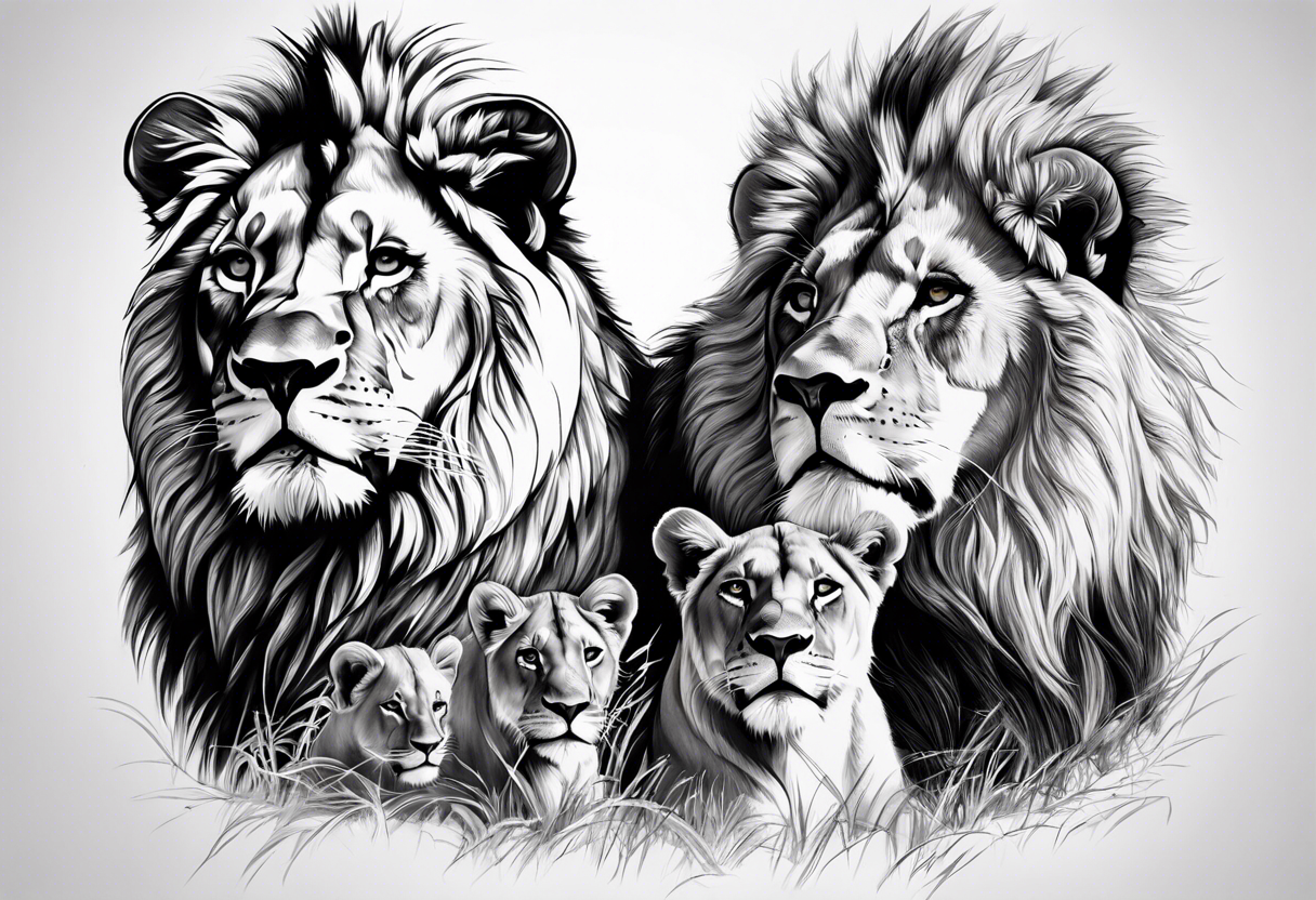 mom of 3 lion pride tattoo idea