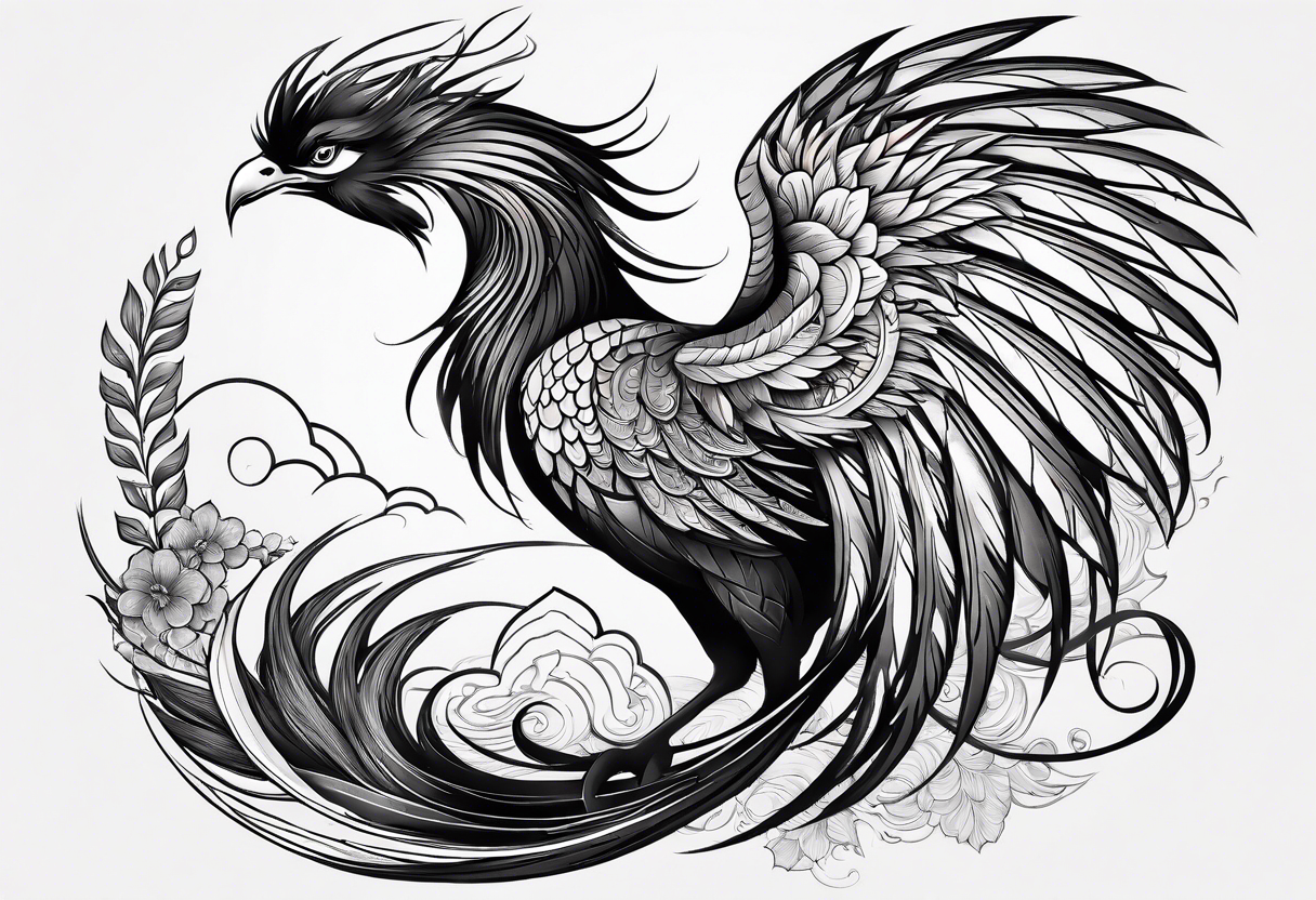 graceful asian style phoenix with extra long tail feathers and a long neck and large feathers
arm tattoo tattoo idea