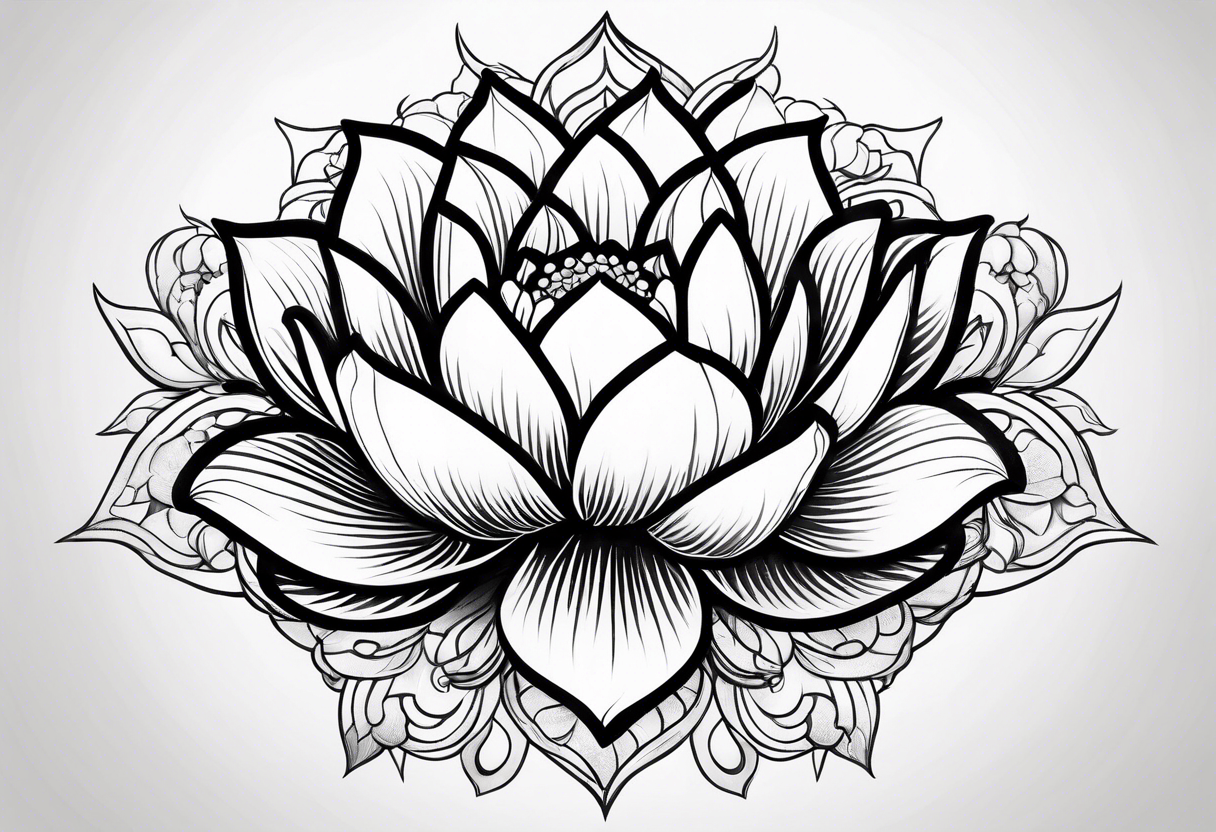 lotus flower in japanese tattoo style portrait tattoo idea