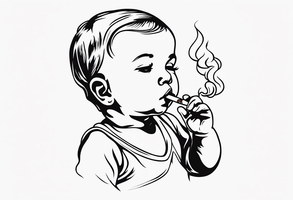 baby smoking tattoo idea