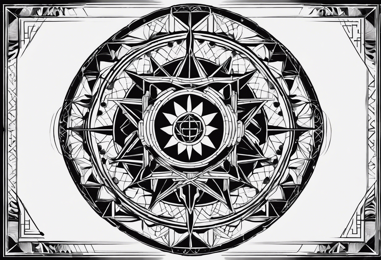 combine the symbol of pi and geometric patterns representing the golden ratio in my tattoo design. Additionally, I'd like to include symbols related to Reiki and Stoic philosophy. tattoo idea