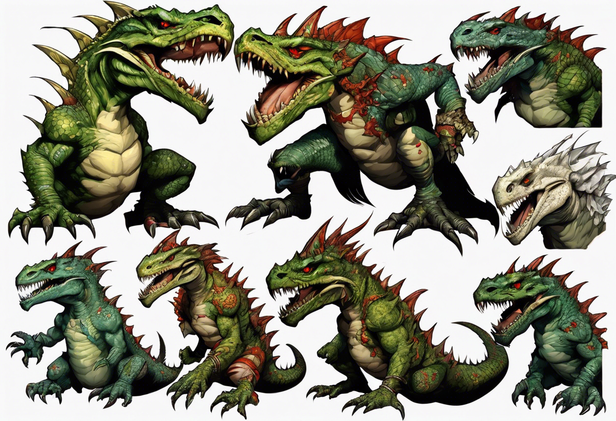 full heroes of might and magic 3 lizardman, happy and nice looking tattoo idea