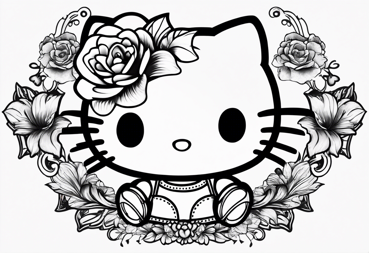 hello kitty with a mask on her face tattoo idea