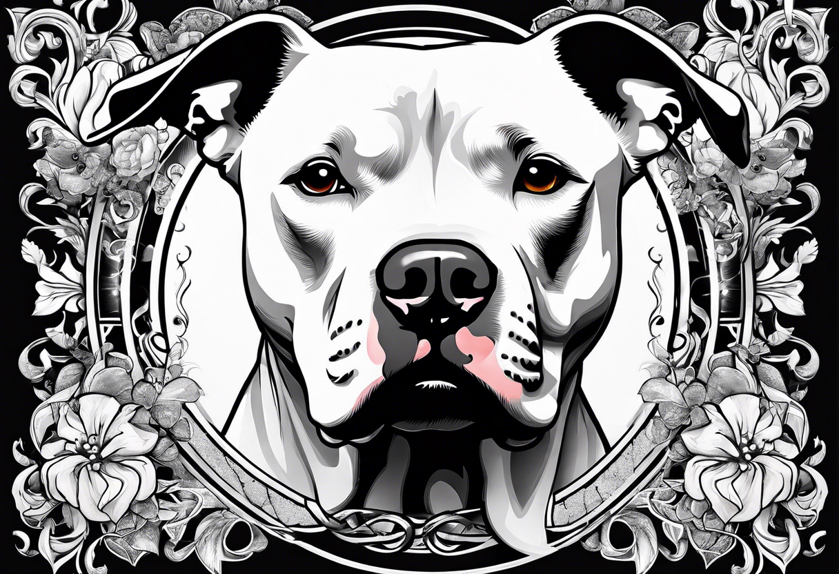 white pitbull pointed years pretty tattoo idea