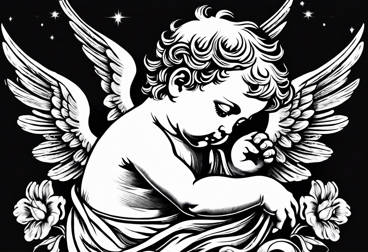 one putti praying tattoo idea