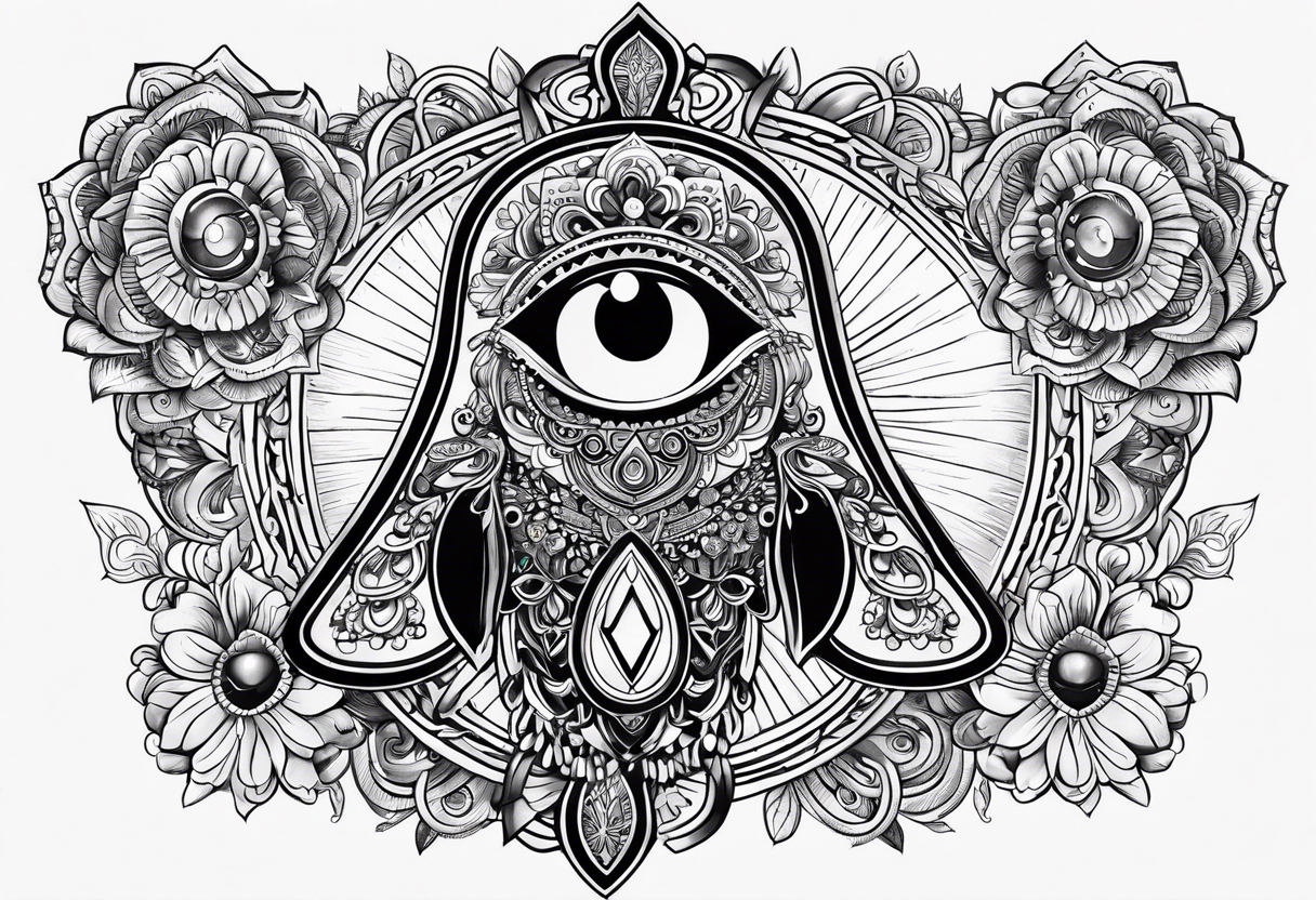 Hamsa, evil eye and ankh tattoo idea