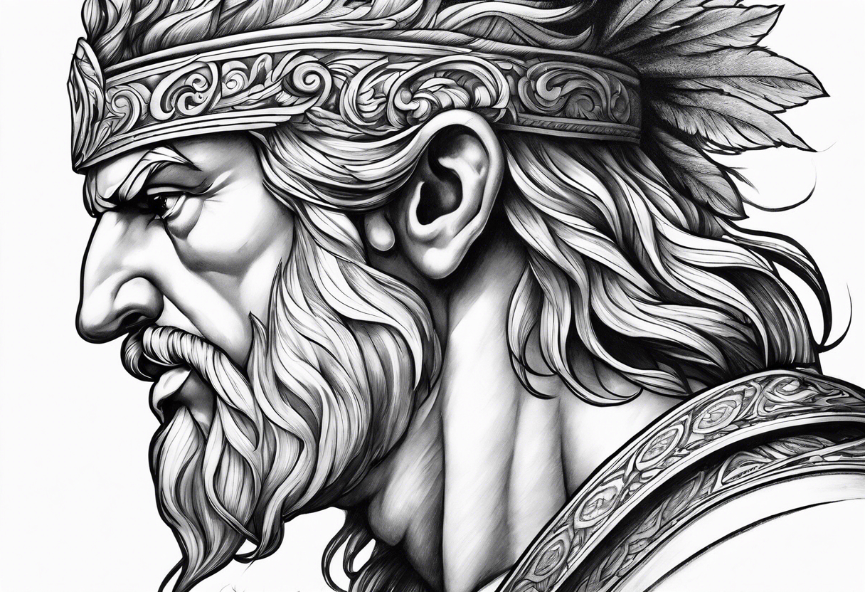 Zeus side profile tattoo idea