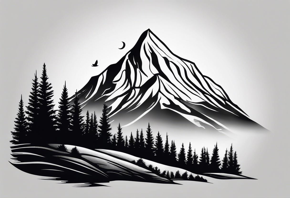 Beautiful Vector Illustration Nature Landscape Mountains Moon River Tattoo  Art Stock Vector by ©mazeina 197667386