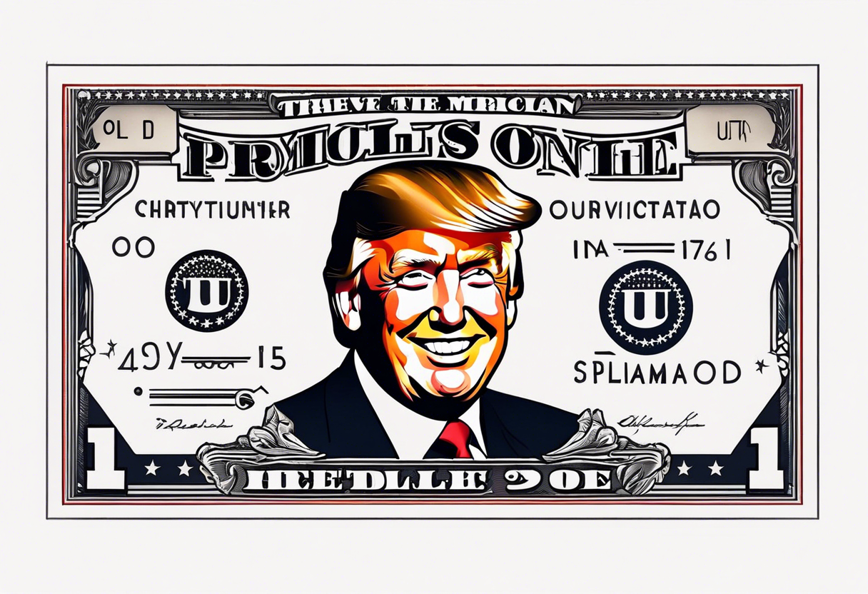 One American bill with President Trump smiling and a very simple design tattoo idea