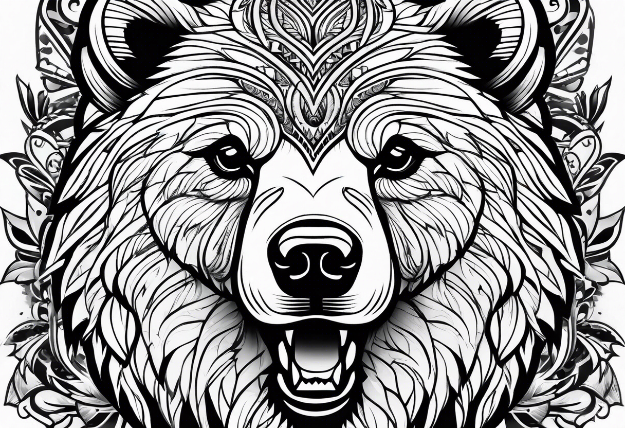 Bear face tattoo idea