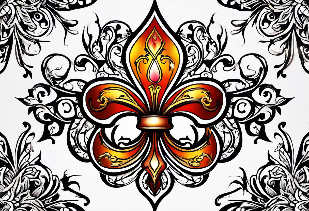 Fleur de lys celtique en flamme tattoo idea