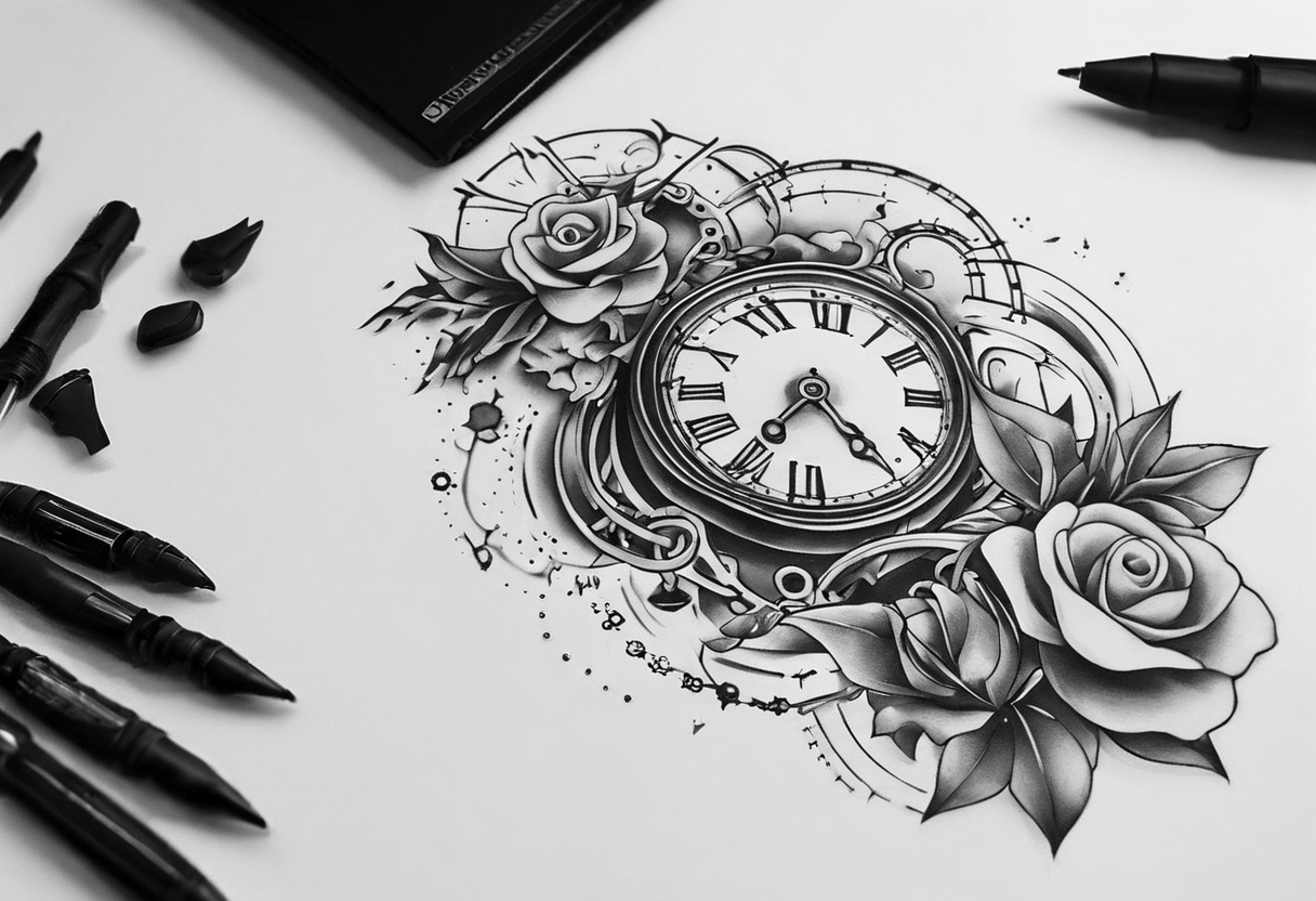 Generate a tattoo idea inspired by the concept of time and its fluidity, incorporating clockwork or hourglass imagery for a meaningful representation on the back of the forearm tattoo idea