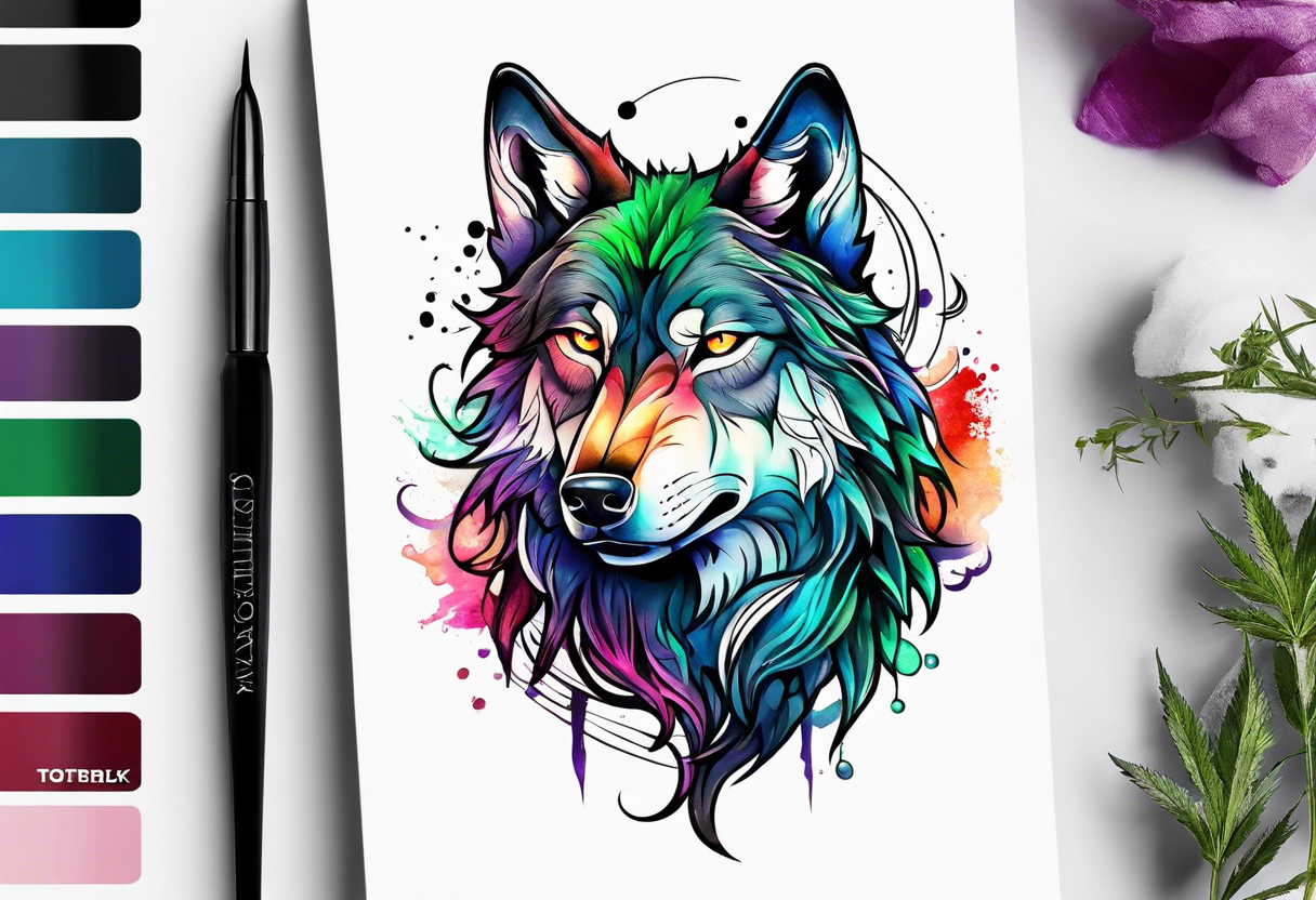 Weed wolf tattoo idea