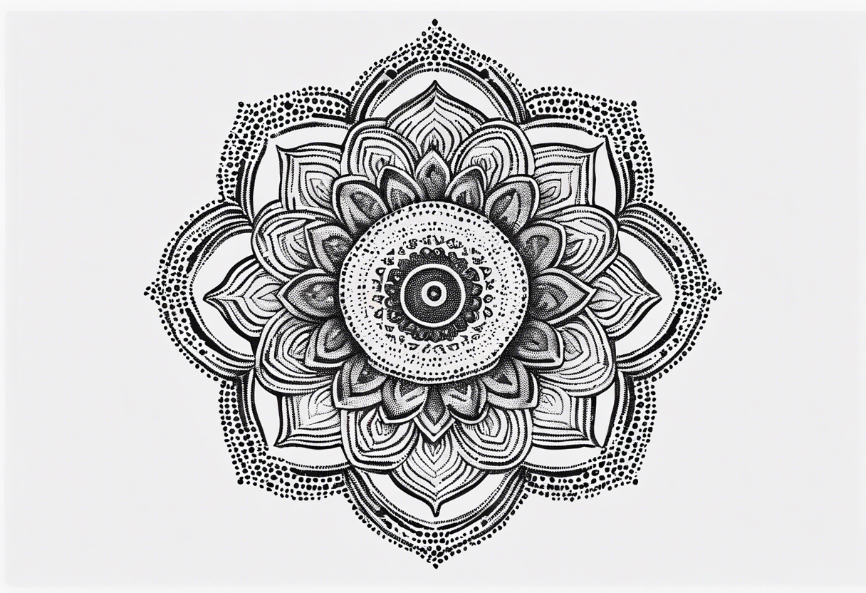 A feminin minimalist mandala with simple dit chain tattoo idea