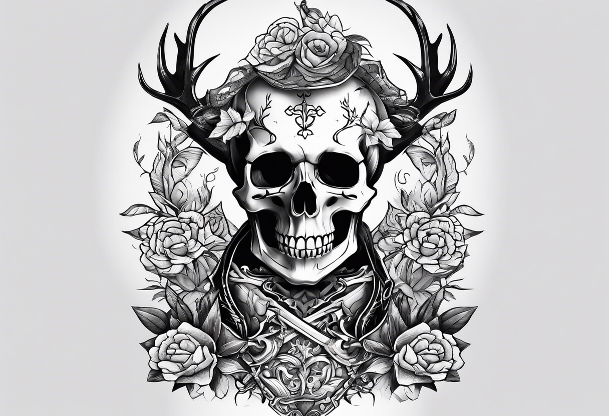 Nordic hunter skeleton tattoo idea