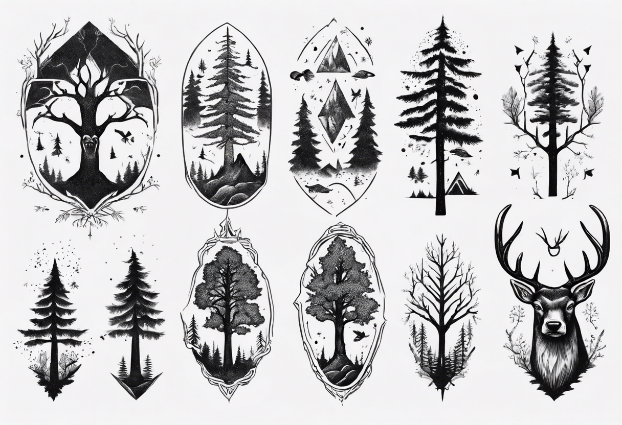 Nordic, with time, living in present, forest, muscular tattoo idea