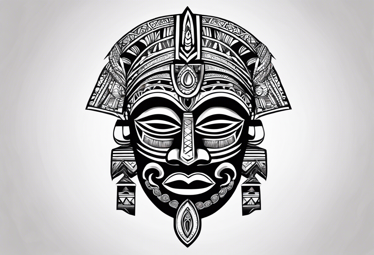 West African tribal mask simple tattoo idea