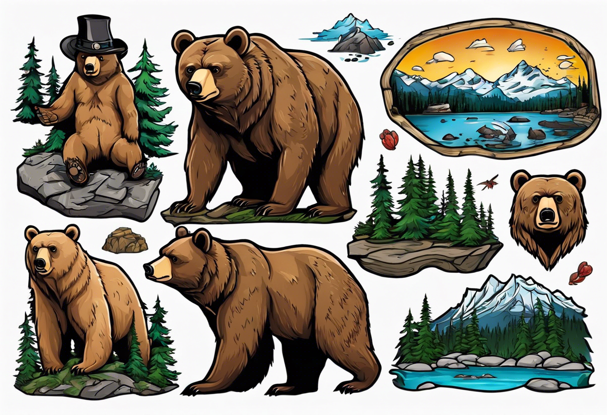 British Columbia landscape inside of a bear tattoo idea