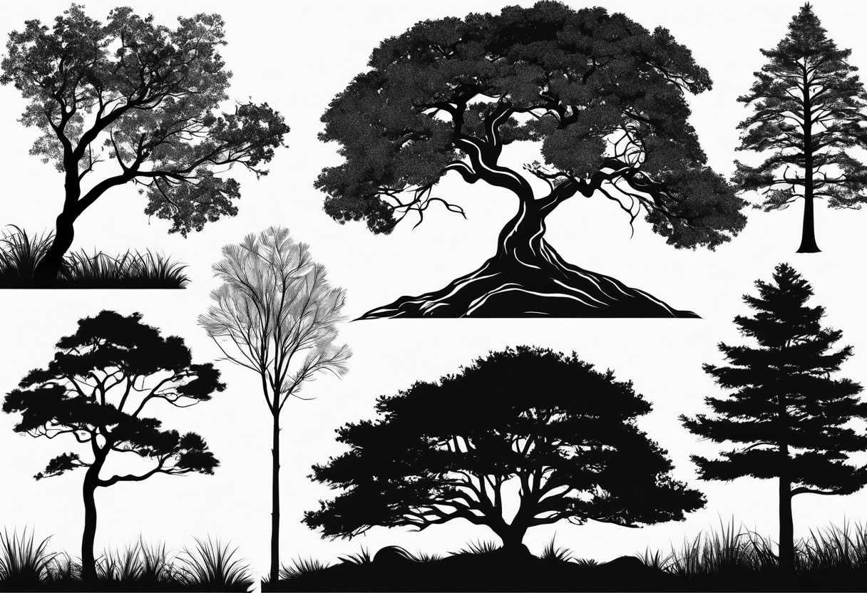 Tree silhouette simple tattoo idea