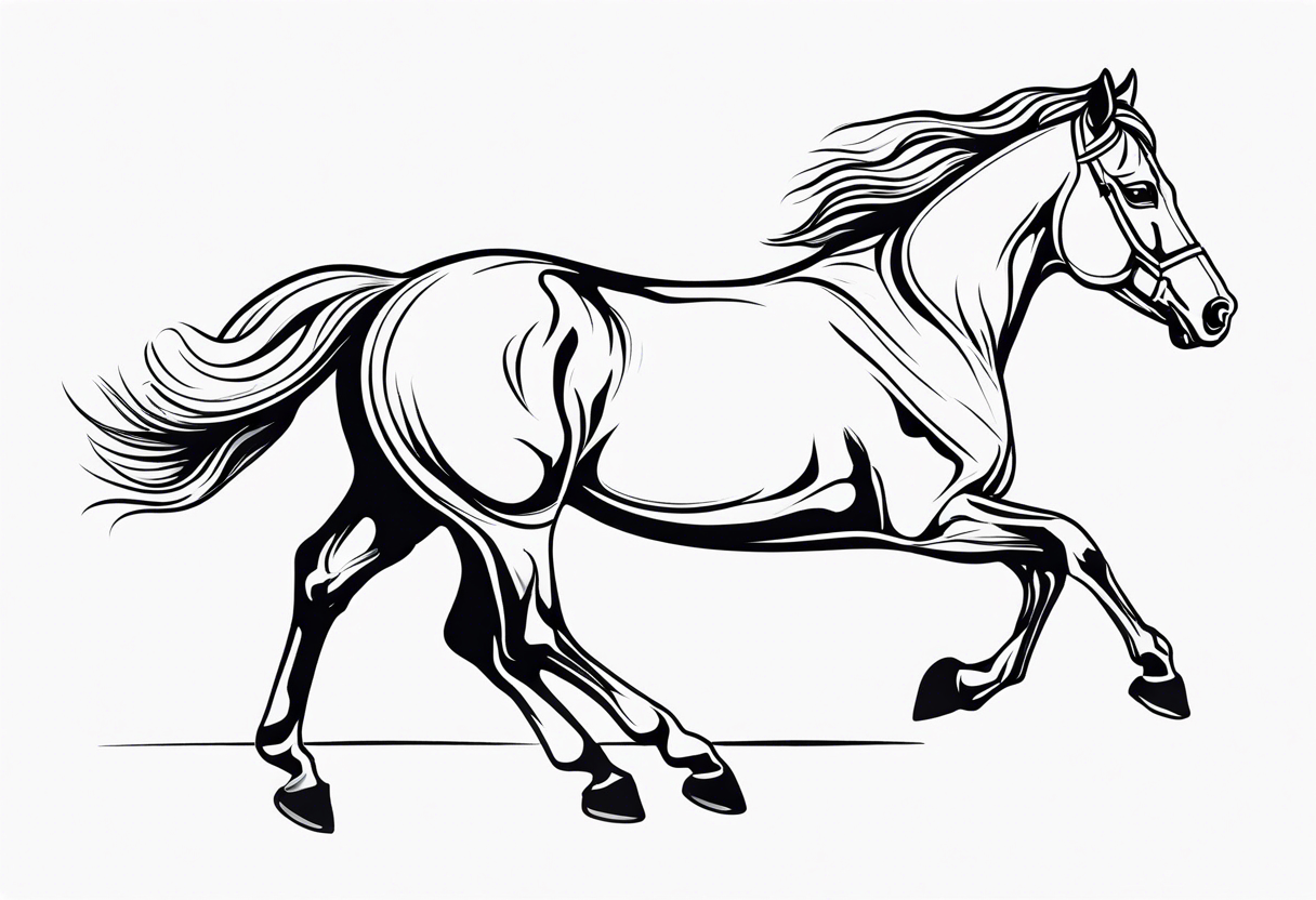 Horse drawn using simple lines tattoo idea