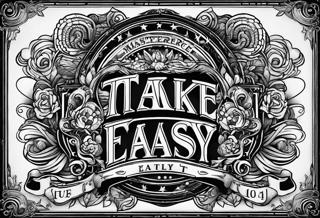 text that says take it easy tattoo idea