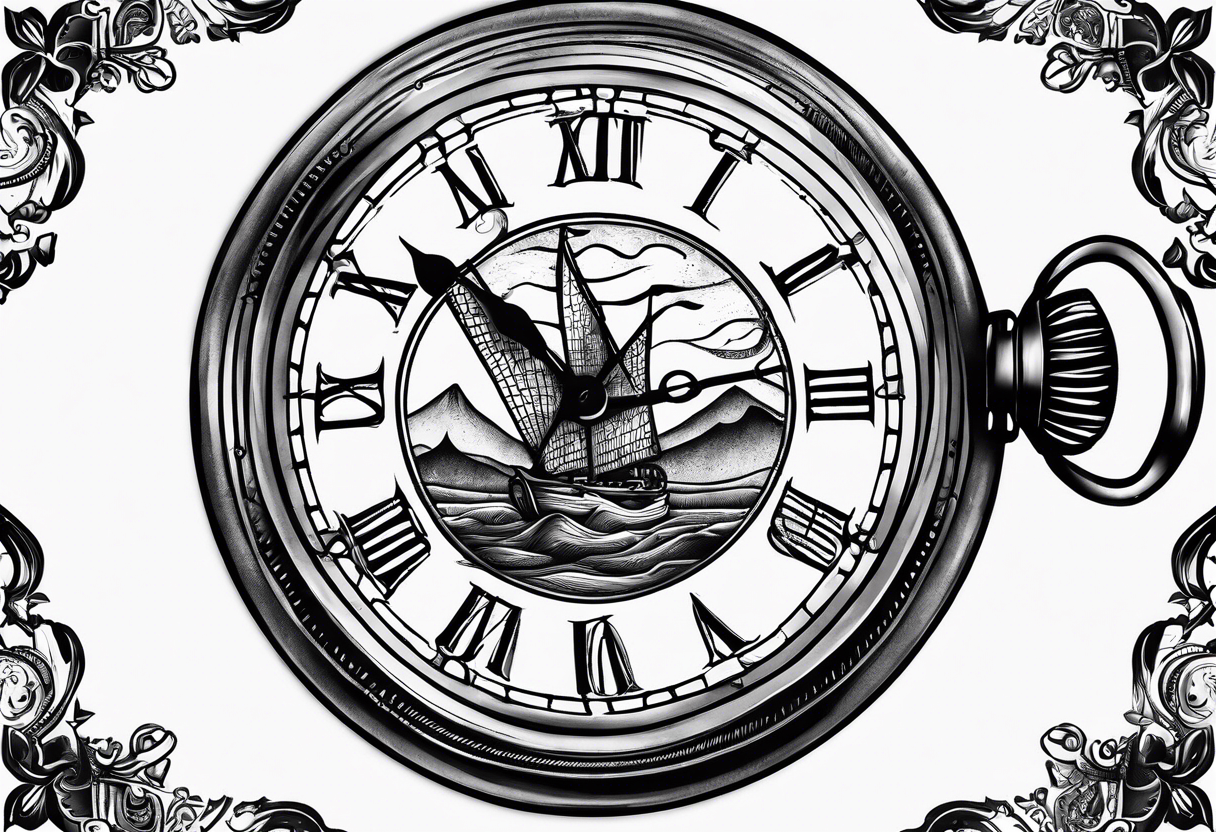 Pocket watch and words saying Not All Those Who Wander Are Lost, describing past life events tattoo idea