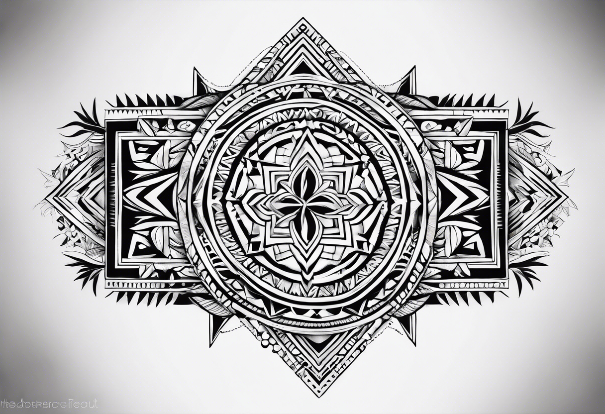 geometric hawaiian tradtional style arm band mauna kea tattoo idea