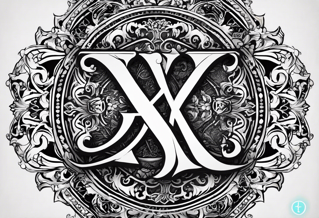 I need to design a tattoo that highlights and incorporates the letters X and I. The font should lean towards a dark or gothic style. tattoo idea