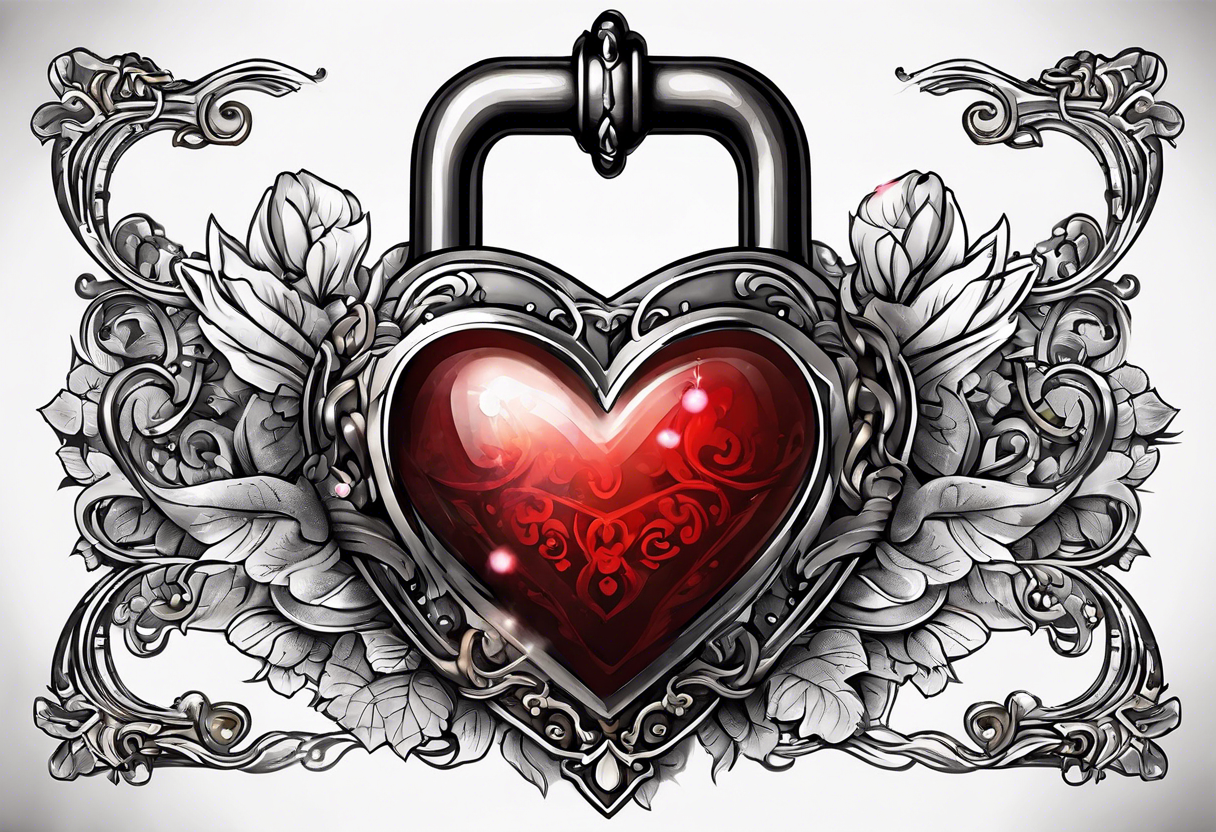 antique heart shaped lock and a key to match it tattoo idea