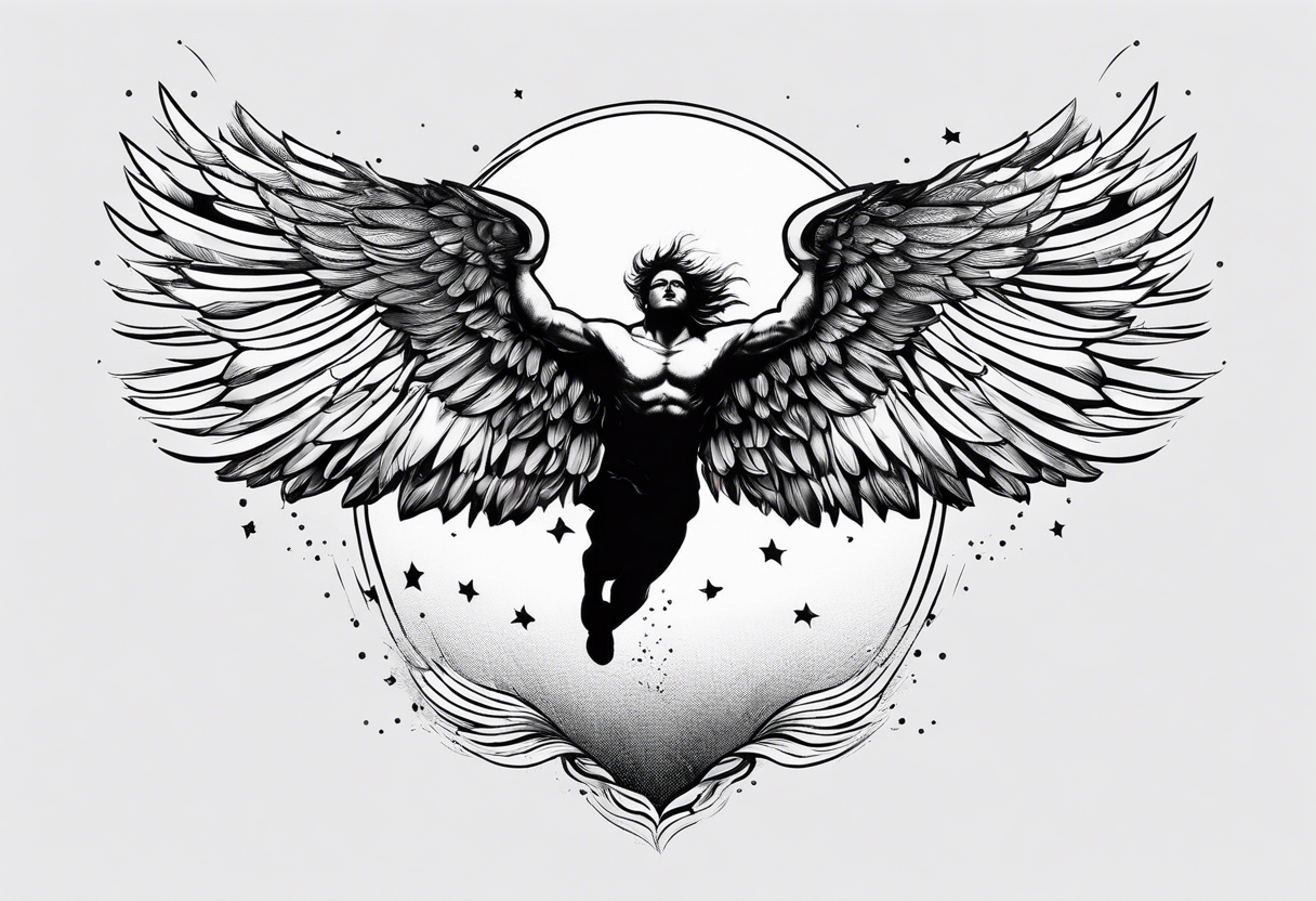 simple icarus falling small tattoo idea