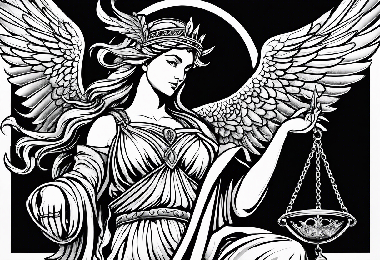 lady justice pheonix tattoo idea