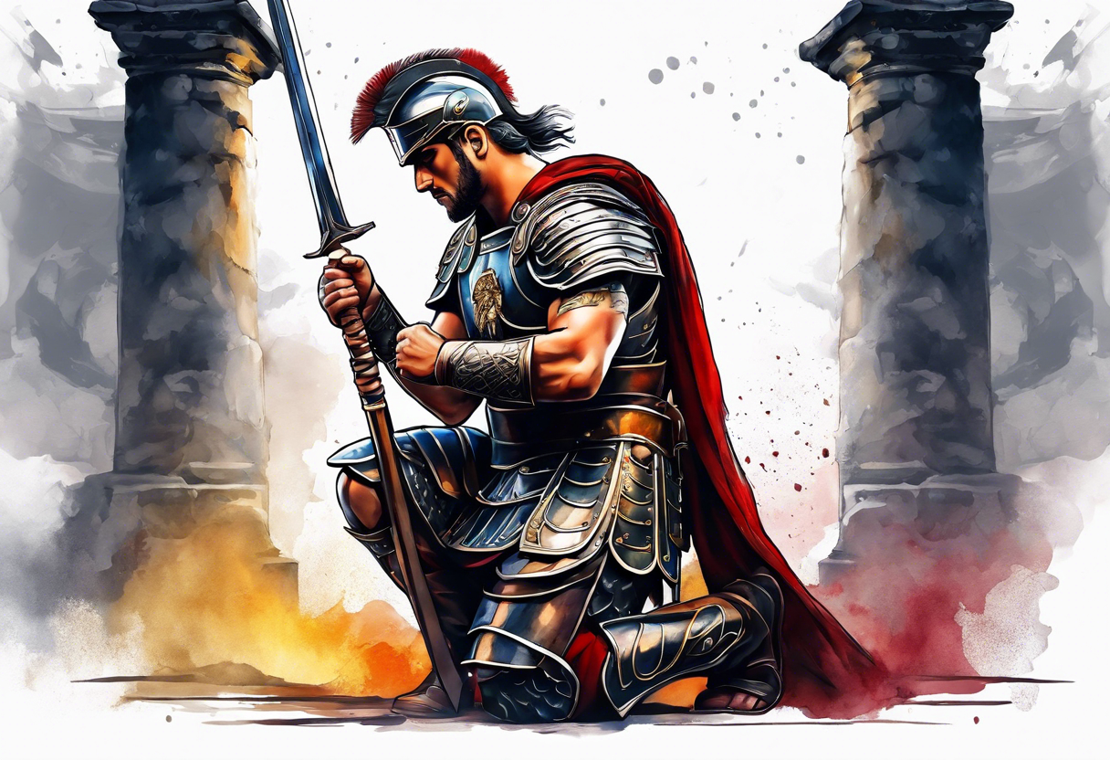 Roman soldier kneeling tattoo idea