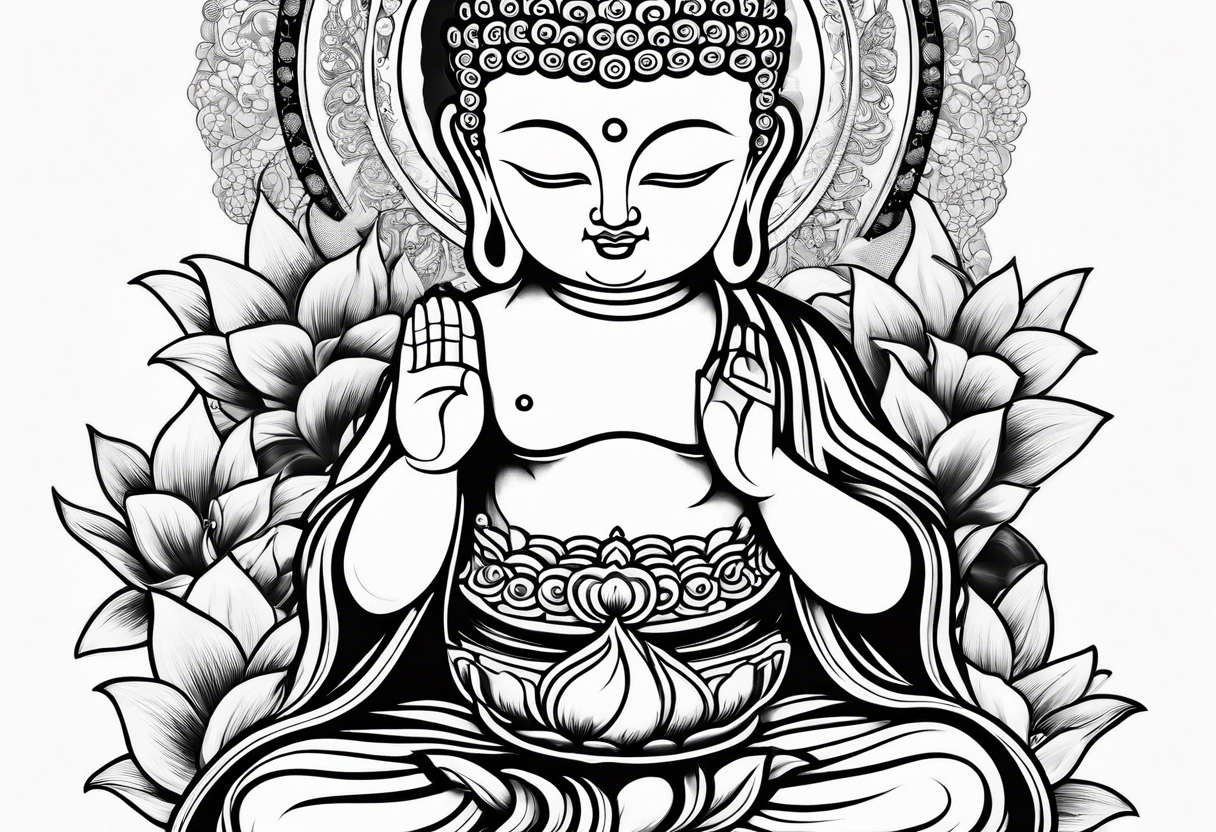 Buddha carrying Buddha baby tattoo idea