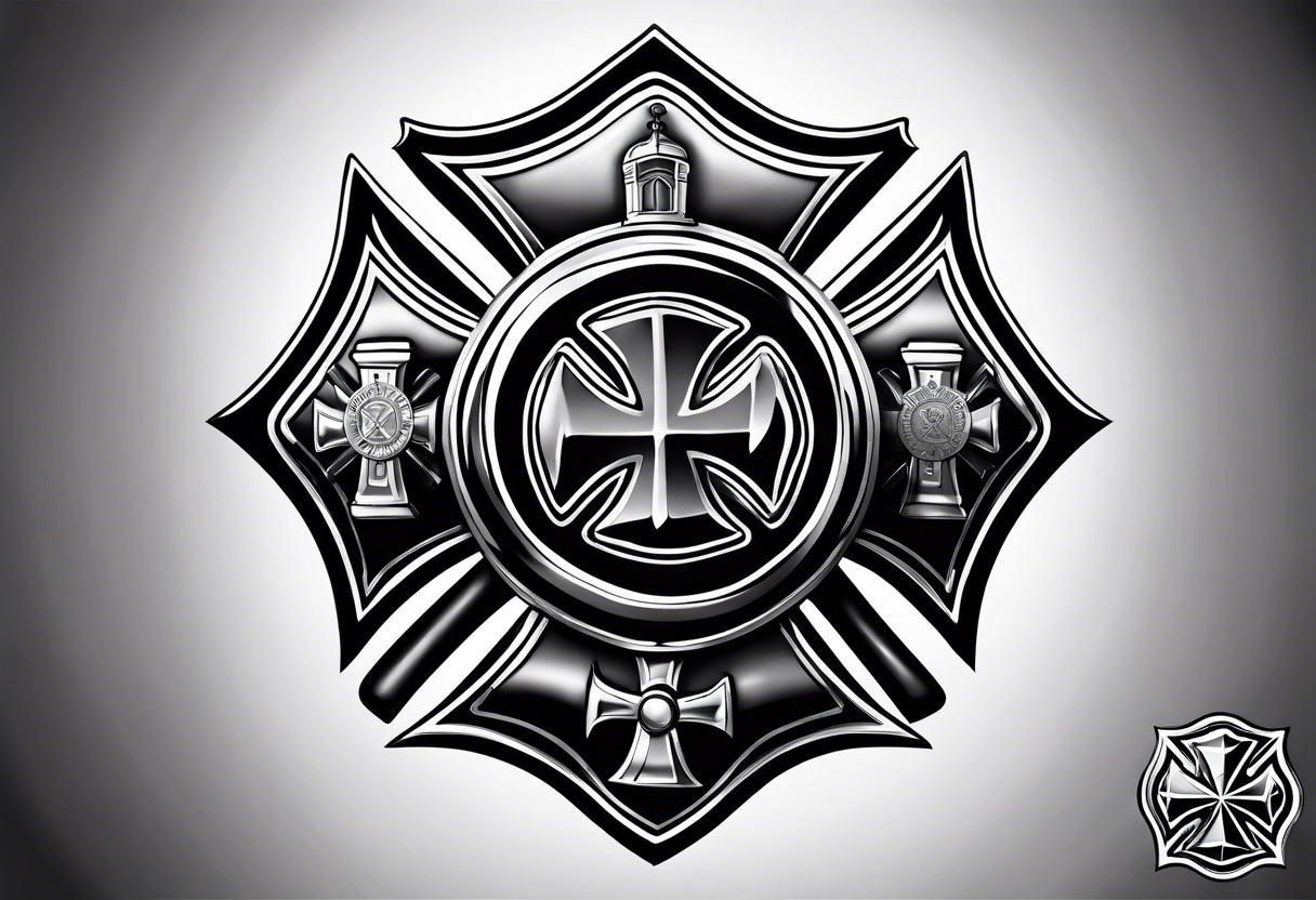 Maltese cross firefighter tattoo idea