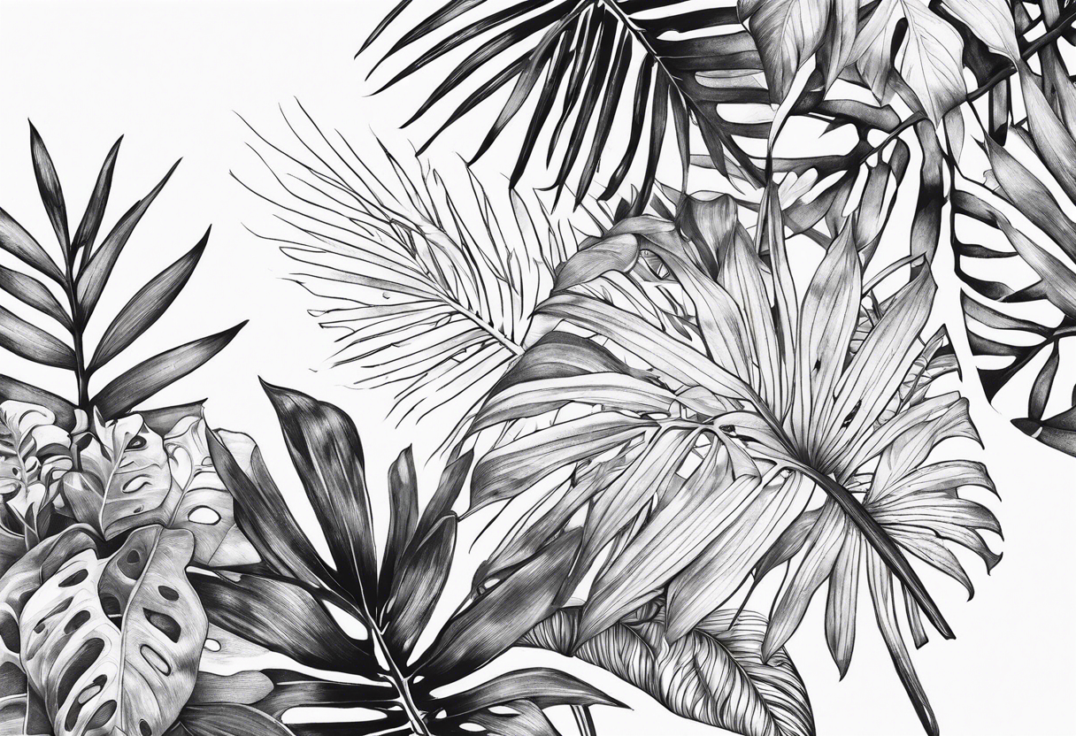 Tropical foliage tattoo idea