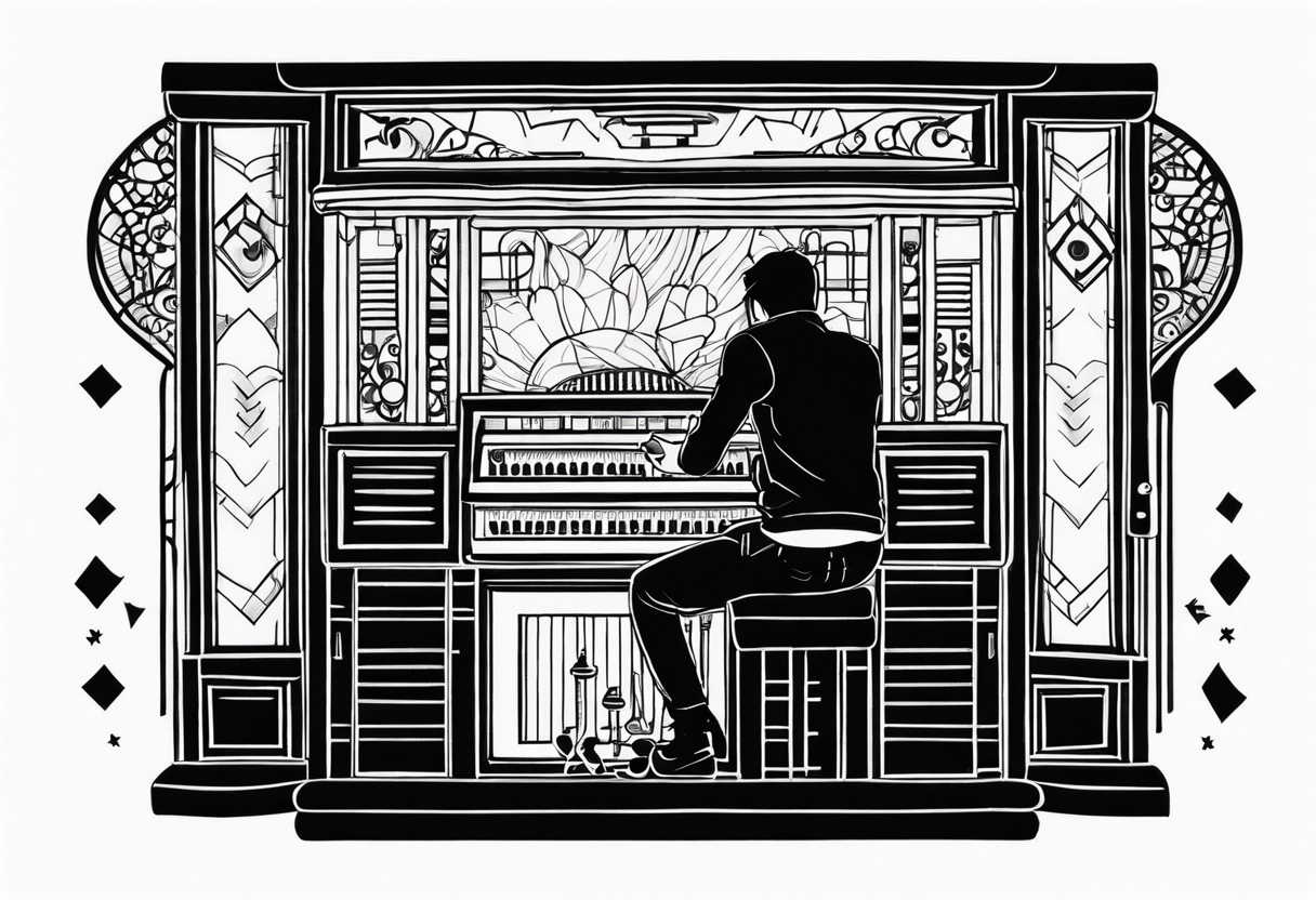 man playing music jukebox tattoo idea