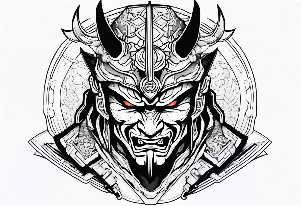 Cyber oni samurai tattoo idea