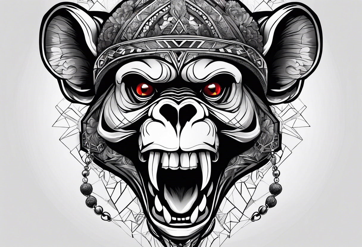 Screaming monkey skull tattoo idea